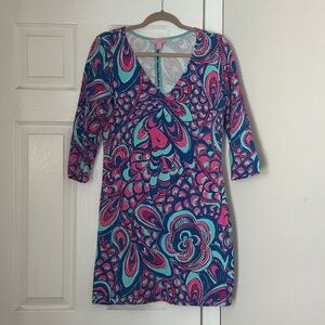 Lilly Pulitzer Dress Womens Small Clarke French Terry Brewster Blue Reel Me In